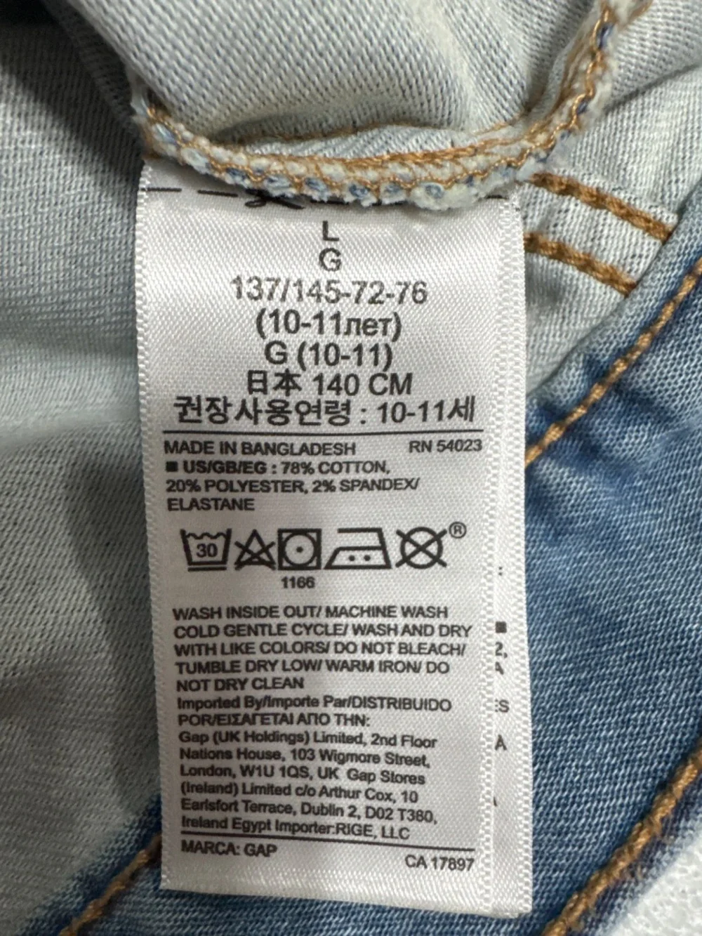 Gap Denim Girls Trucker Jean Jacket Blue Size L (10-12) Long Sleeve